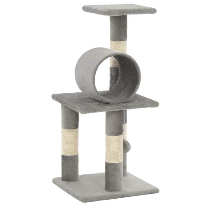 VidaXL Arbre à chat avec griffoirs en sisal 65 cm Gris