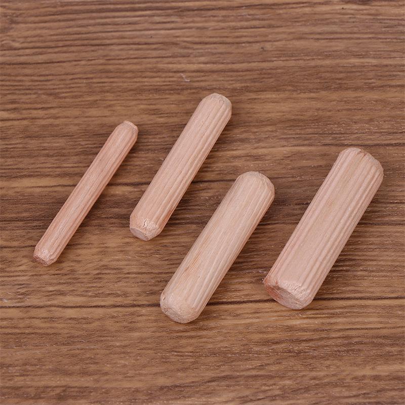 100Pcs/Pack Round Wooden Dowel Pins 6*40Mm 8*40Mm 10*40Mm Cabinet Drawer Round Fluted Diy Woodworking For Dowel Jigs Drill