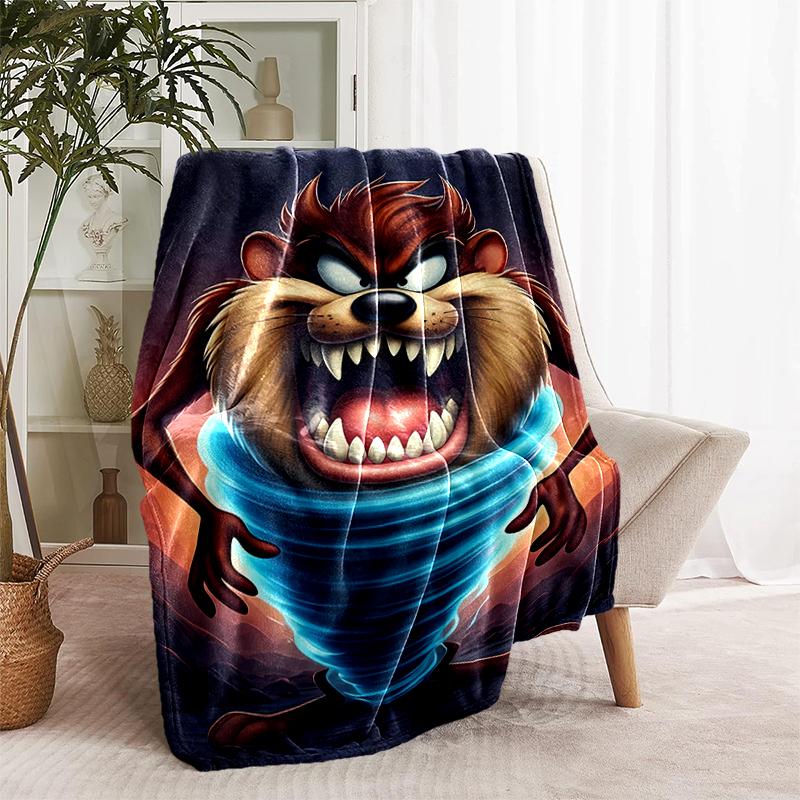1pc Blanket Taz Mania Print Design, Lightweight Blanket for Sofa, Bed- Soft &Warm, Gift for All Seasons like Christmas, Halloween