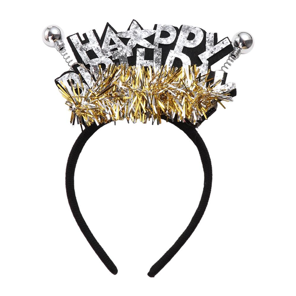 

Letter Happy Birthday Headband Luminous Plastic Ball LED Light Hair Hoop Hair Accessories Shiny Children Birthday Hair Bands серебряный