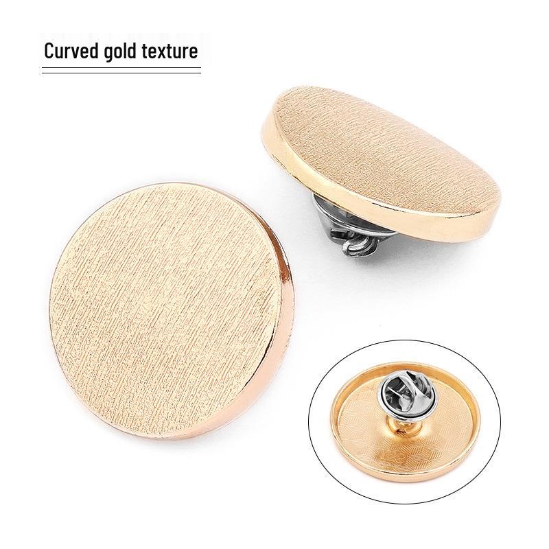 

Золотые декоративные съемные металлические пуговицы для пальто, ветровок и свитеров - без пришивания, без гвоздей, универсальные пряжки для штор Gold Textured Arc Surface 21MM