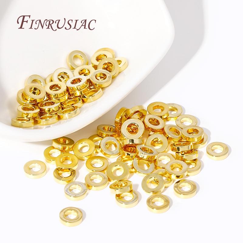 6MM Smooth Flat Round Beads 18K Gold Plated Bracelet Spacer For Bracelet Necklace,DIY Jewelry Making Findings