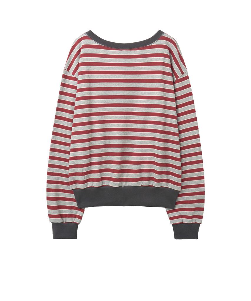 Lense Striped Off-Shoulder Sweatshirt Red