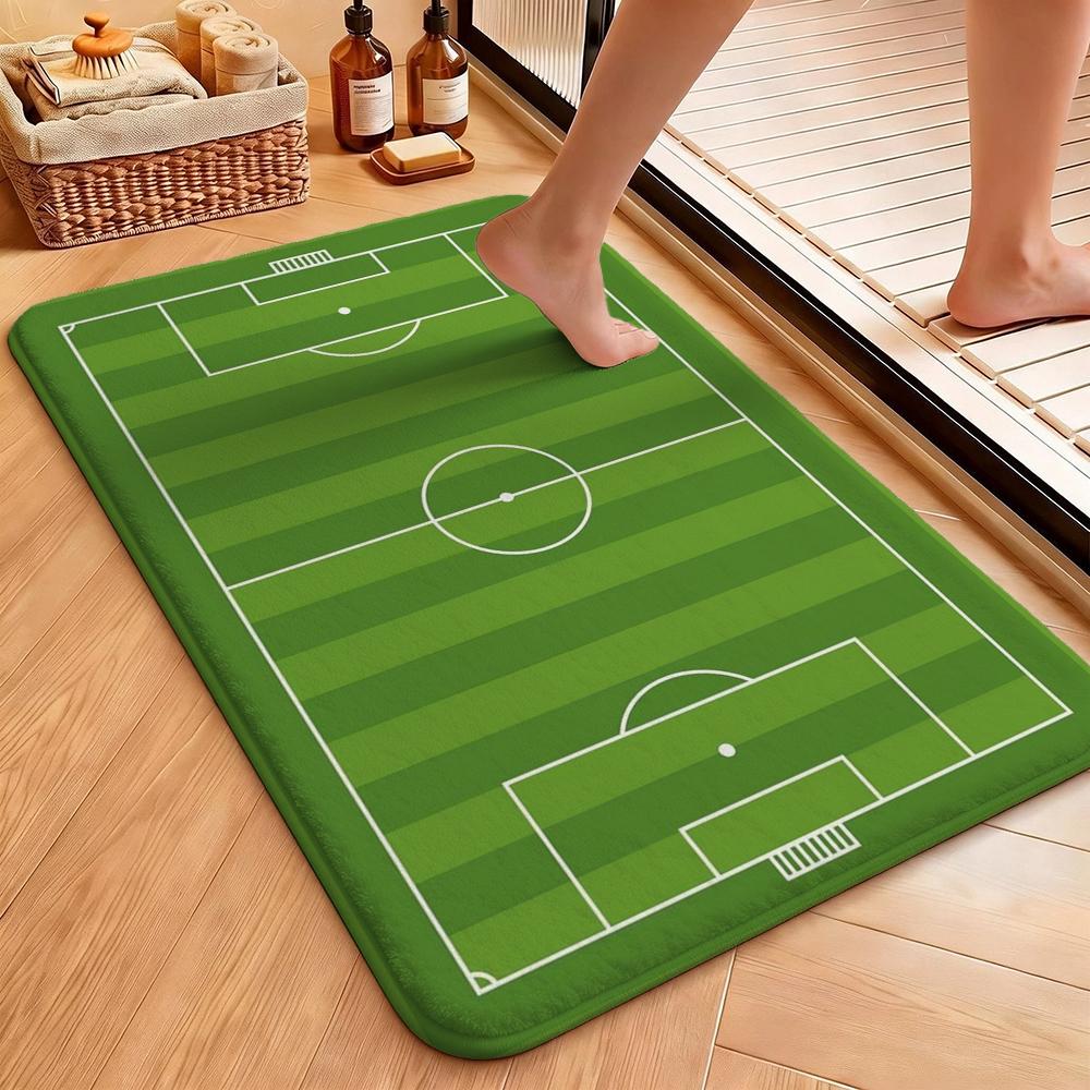 Green Soccer Field Indoor Rug Soft Nonslip Carpet For Living Room Play Area Hallway Home Party Decor Valentine'S Day Gift