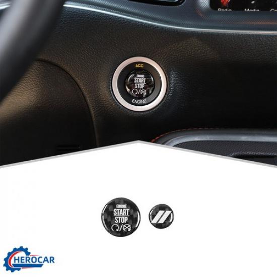 

Soft Carbon Fiber Engine Start Tailgate Button Cover Trim for Dodge Challenger