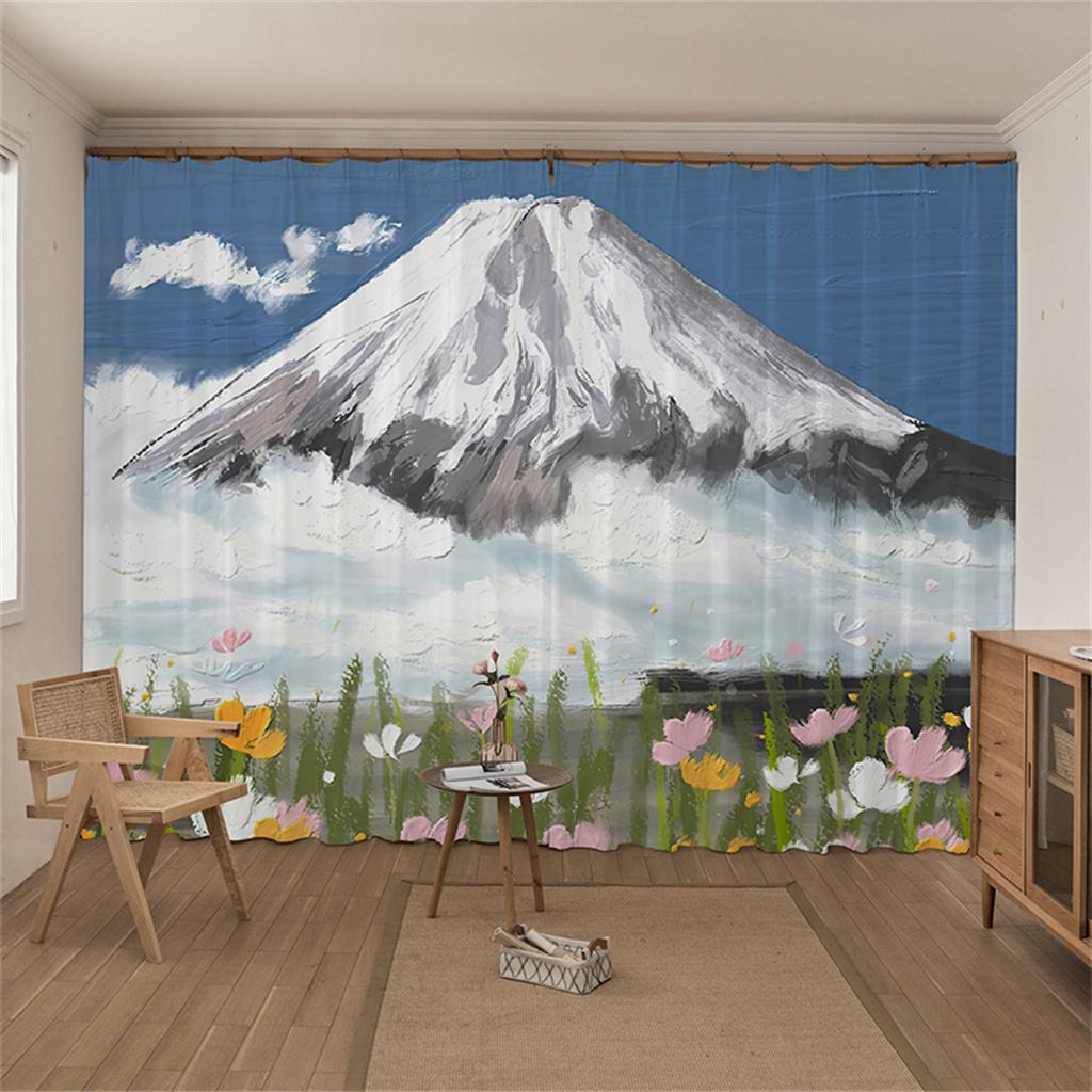 Custom Mount Fuji Landscape 3D Digital Printed Blackout Window Curtains For Living Room Bedroom Kitchen Decor Drapes Wholesale