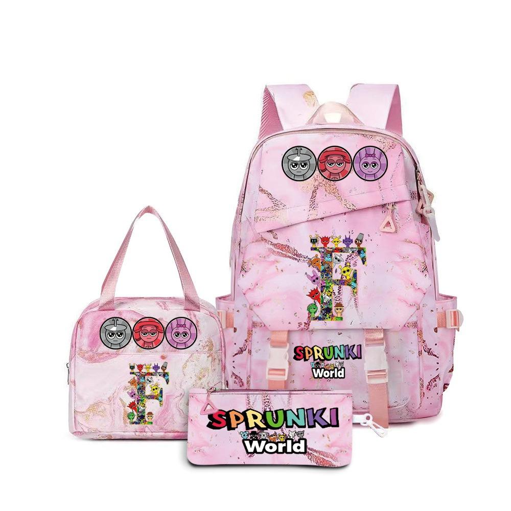 Popular Rhythm Box Sprunki Music Game School Bag Backpack Pencil Bag Three-piece Student Backpack D
