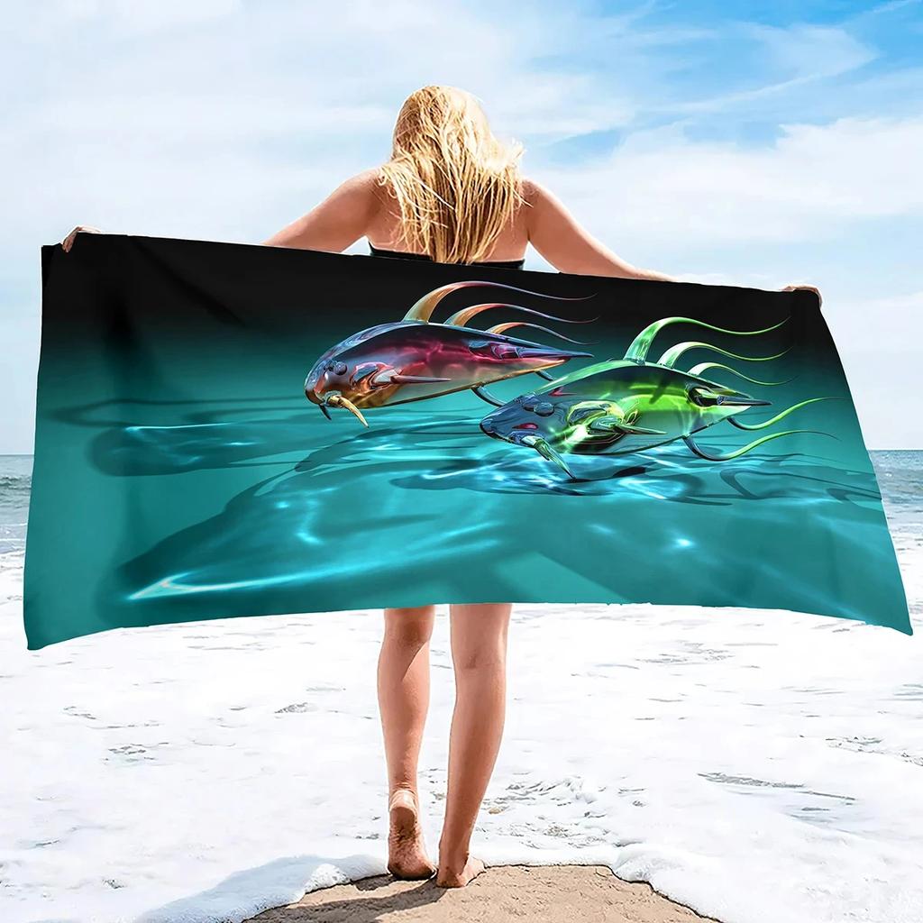 Vibrant Goldfish Bath Towel - Ocean Life Design, Soft Absorbent, Perfect for Summer Relaxation, Adds Color to Your Beach Days