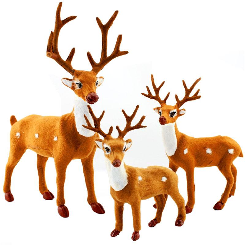 1/2/3pcs Simulation Sika Deer Ornaments Plush Toys Christmas Reindeer Figurine Decor Dolls Animal Model Christmas Ornaments Gift