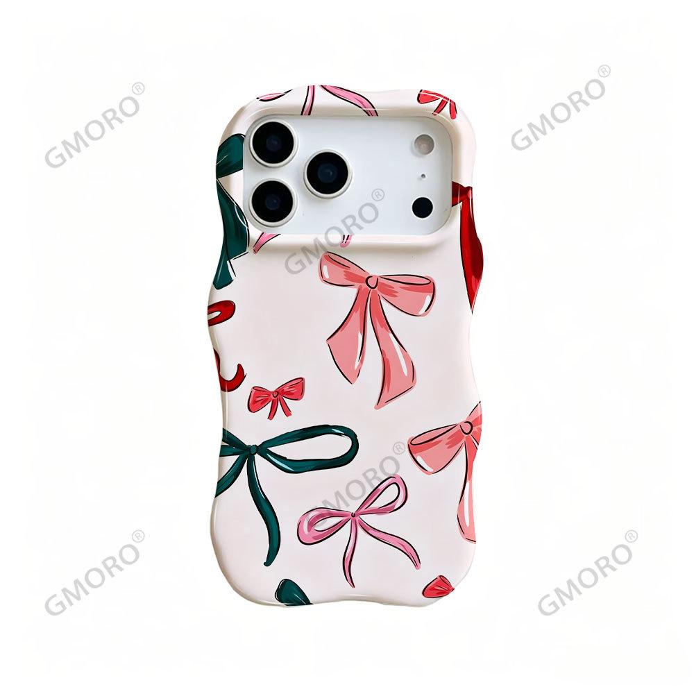 Korean Color Bow Mobile Phone Case iPhone15pm Wave Double-layer Film Case Apple 17 Women's Protective Case