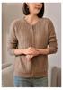 2025 Women's Thickened Wool Cardigan: Round Neck, Slimming, Warm Knit Sweater for Spring/Autumn