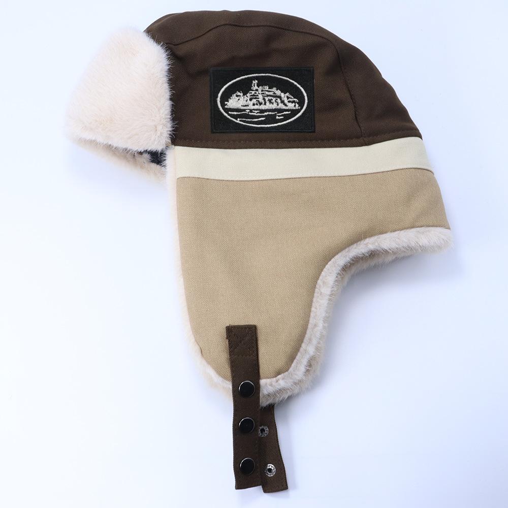 Color Matching Lei Feng Hat Men's and Women's Winter Thickened Warm Versatile Ear Protection Hat Outdoor Travel Ski Pilot Hat
