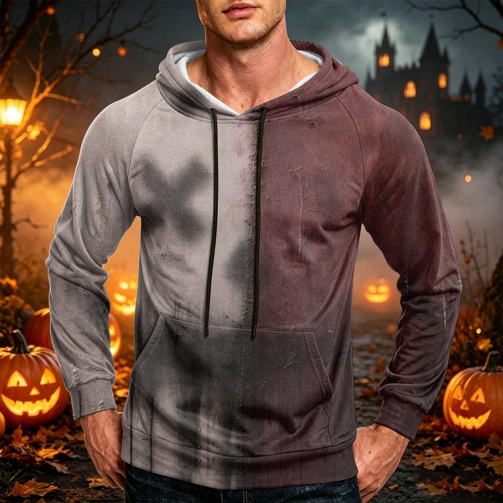 Men's Casual Loose Fit Hoodie with Pocket Drawstring Printed Design for Everyday Wear
