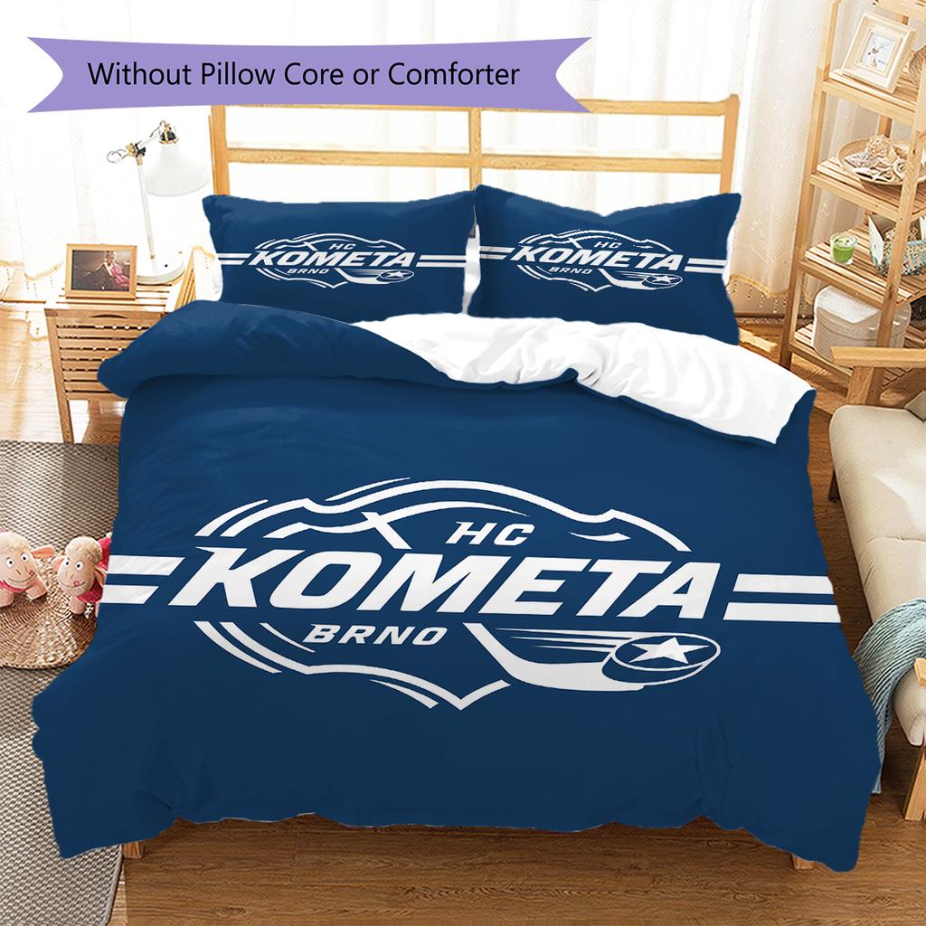 HC Kometa Brno Vzorované povlečení, Sada přikrývky Povlak na přikrývku Povlak na polštář Domácí Dárek k narozeninám (1 * povlak na peřinu + 2 * povlak na polštář, bez jádra)