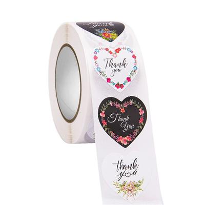 Handmade Envelope Floral Heart Shaped Valentine's Day Flowers 500pcs/roll Thank You Stickers Label Sticker Seal Stickers