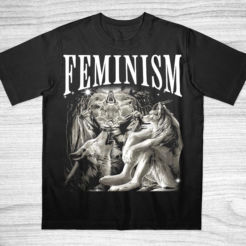 Funny Feminism Shirt Alpha Wolf TShirt Bold Stateunisext Funny Cringe Werewolf Memes 90s Vintage Bootleg Cotton Tee L
