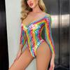 Fishing Net Women Erotic Lenceria Sexy Set Rainbow One Piece Tight Fit Ropa Interior Sexi Mujer