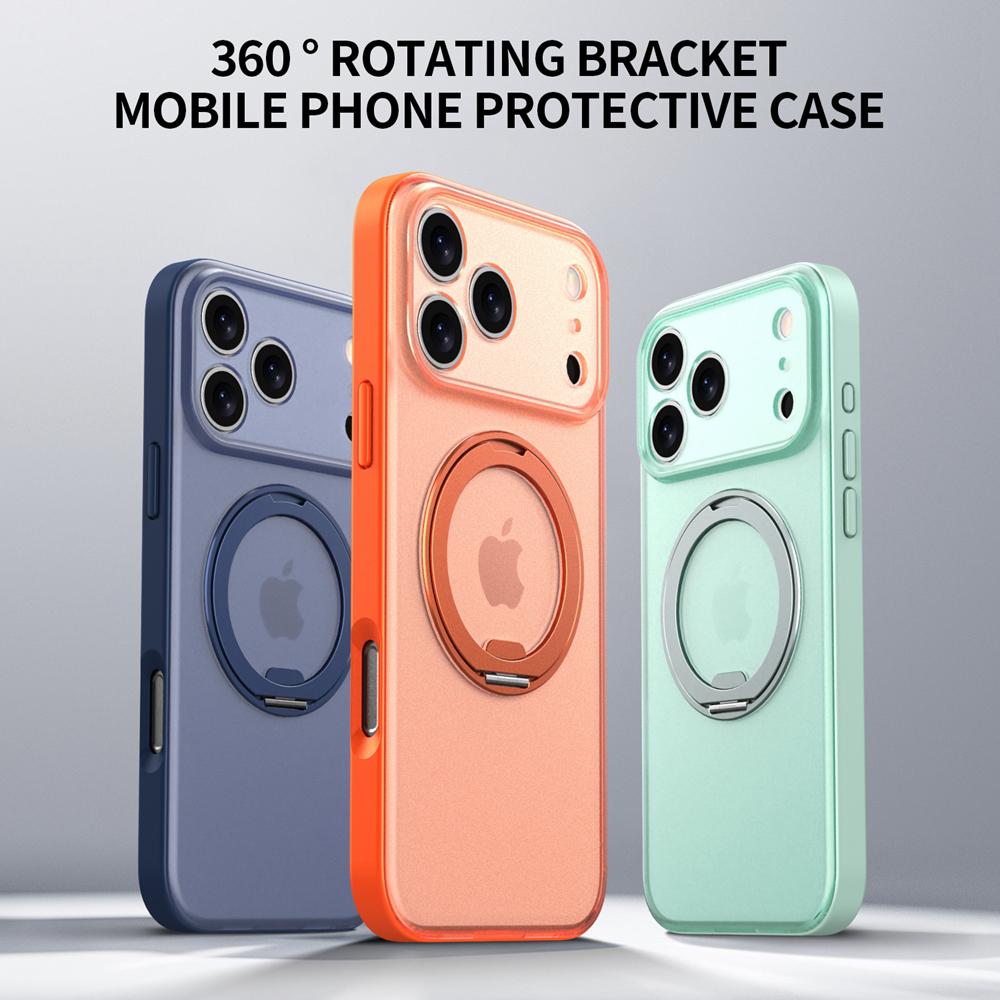 KEYSION 360° Rotating Magnetic Ring Stand Case for MagSafe for iPhone 17 Pro Max 17 Air Matte Transparent Shockproof Phone Cover