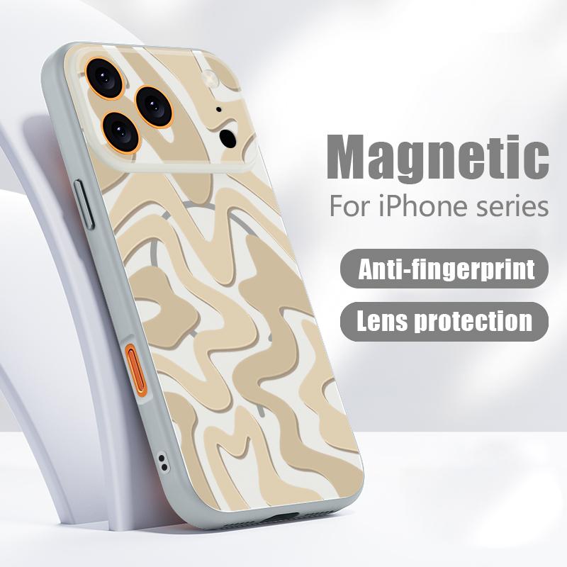 Leopard Print Striped Phone Case For iPhone 17 Pro Max Funda iPhone 16 15 14 13 Pro Max Magnetic For Magsafe Hybrid Slim Matte Cover