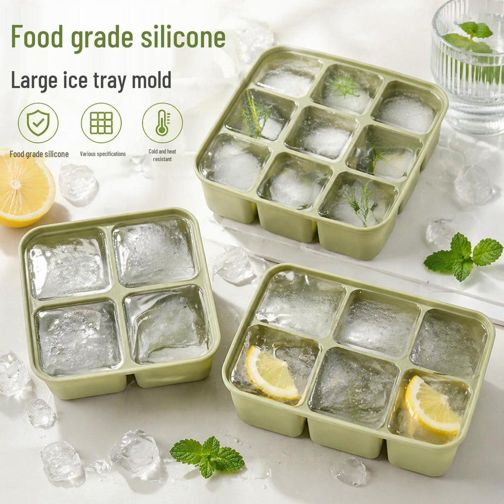 Verbesserte Silikon-Eiswürfelform mit Deckel - Lebensmittelqualität, Große Kapazität, Geruchlos, Leicht zu lösen für DIY-Eis zu Hause