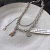 Hip hop bear necklace women's 2026 new design sense collarbone chain neck chain autumn and winter sweater double-layer accessories