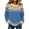 Women's Casual Long Sleeve Round Neck Knit Sweater with Geometric Print
