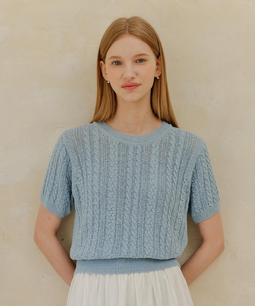 YUPPE Cable Tape Knit_Sky Blue