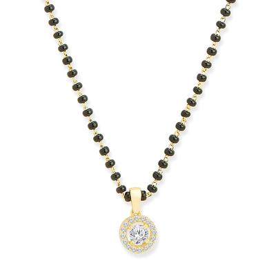 Stylish Pendant Necklace Black Beads Mangalsutra For Women With Extendable Chain