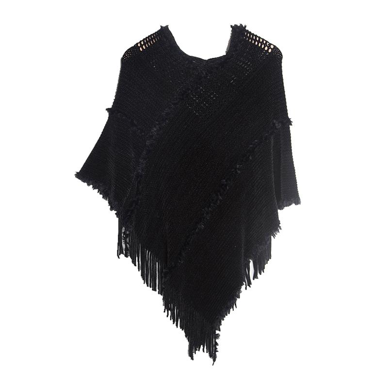Chic Knitted Elegant Women Scarf Solid Hollow Pullover Wrap Shawls Tassel Lady Chales Femme Ponchos Capas Mujer Cachecol Party