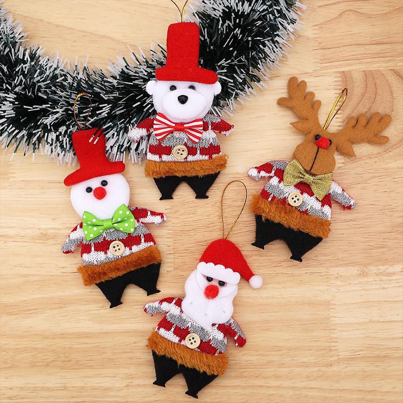 Christmas Window Display Bag Pendants Cartoon Doll Party Twill Design Xmas Atmosphere Mini Pendant Home Decoration Various Styles