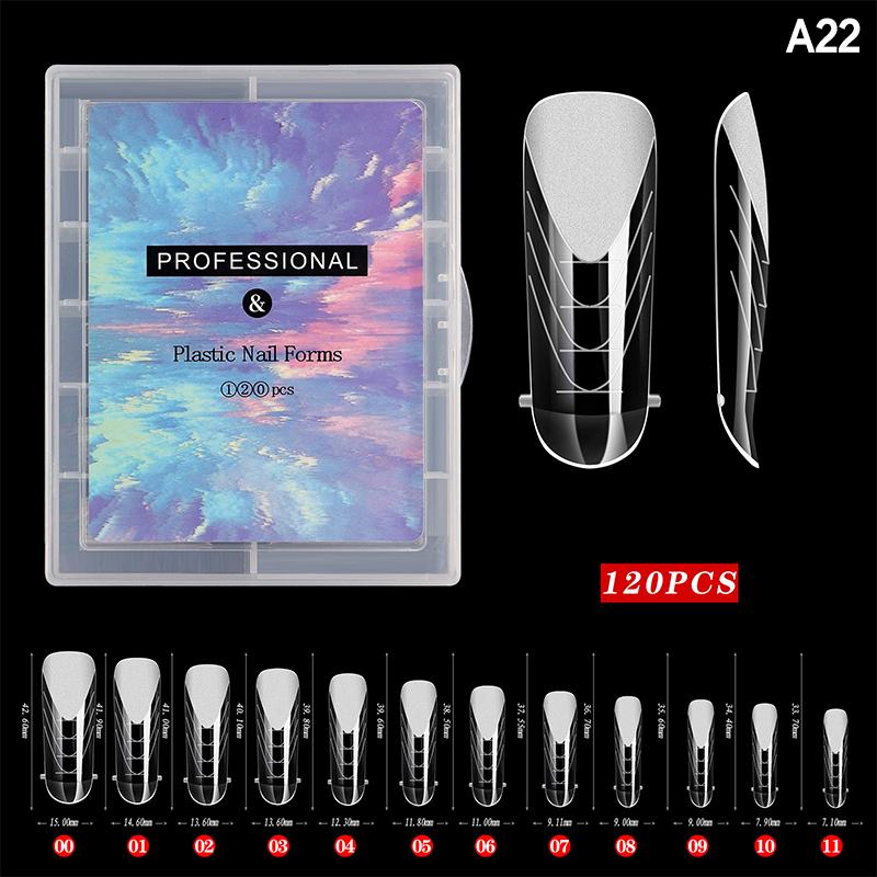 120 Pcs/Set Clear Dual Forms False Nails Full Cover Quick Building Gel Mold Tips Nail Extension Molds Upper Forms For Nails Tips
