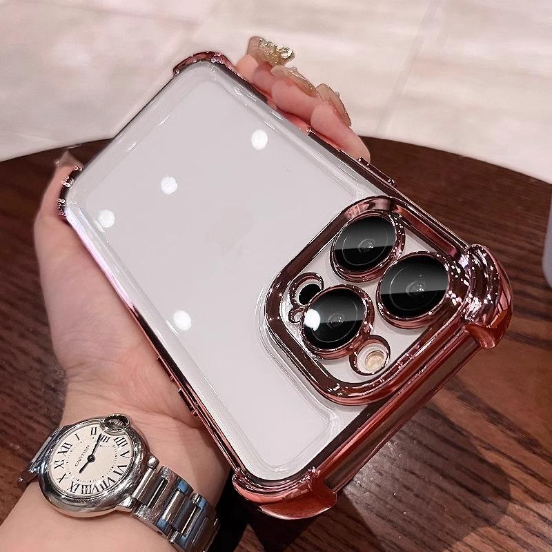 Applicable To IPhone17 Electroplated High Breathable Bag Four Corner Anti Fall Mobile Phone Case Apple 16 Comes with Lens Film Protection Case