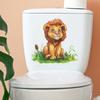 Playful Hand Painted Lion Cub in Grass Toilet and Wall Sticker Set Waterproof Self-Adhesive Removable Decal for Bathroom WC Decoration
