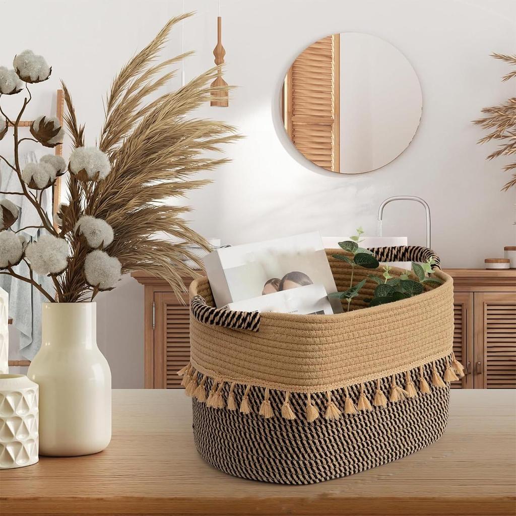 Baskets For Organizing Rustic With Handles Cotton Rope Woven Storage Basket For Closet Laundry Room Bathroom Bedroom Kitchen