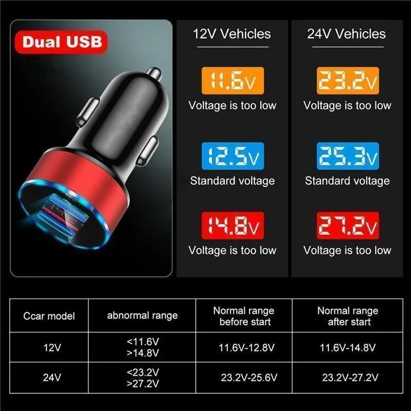 LED Display USB Phone Charger Car Charger Mobile Phone Adapter Car Charger