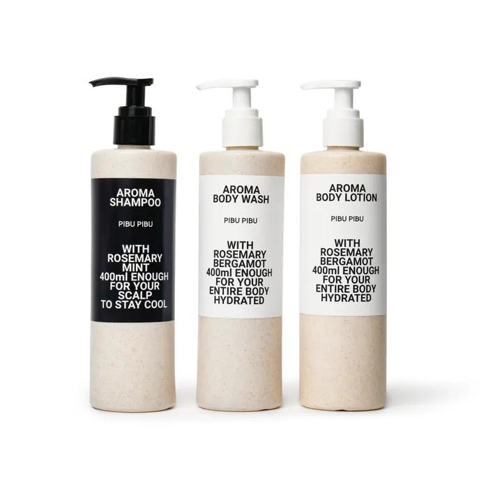Shampoing aromatique + gel douche + lotion pour le corps ensemble complet