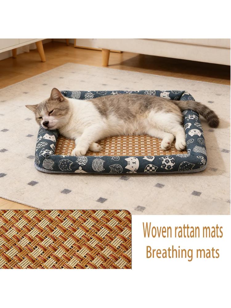 Summer Cooling Mat for Small Dogs Cats Breathable Pet Bed Pad Washable Anti Slip Dog Cat Bedding Portable Floor Cushion