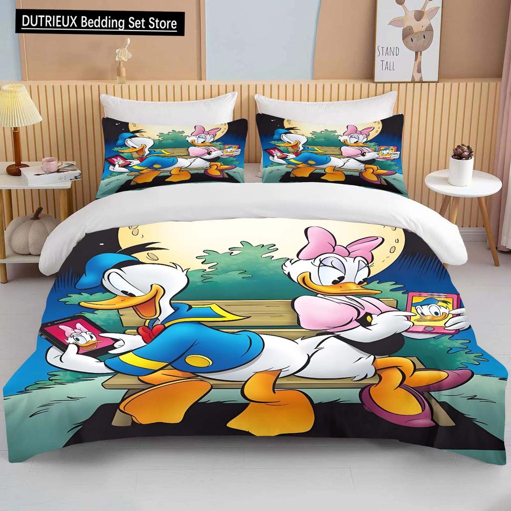 Collezione Biancheria da Letto Morbida Stampata con Paperino e Paperina Disney Copripiumino Cartone Animato Piumone Federa Bambini Ragazzi Ragazze Adulti Regalo King
