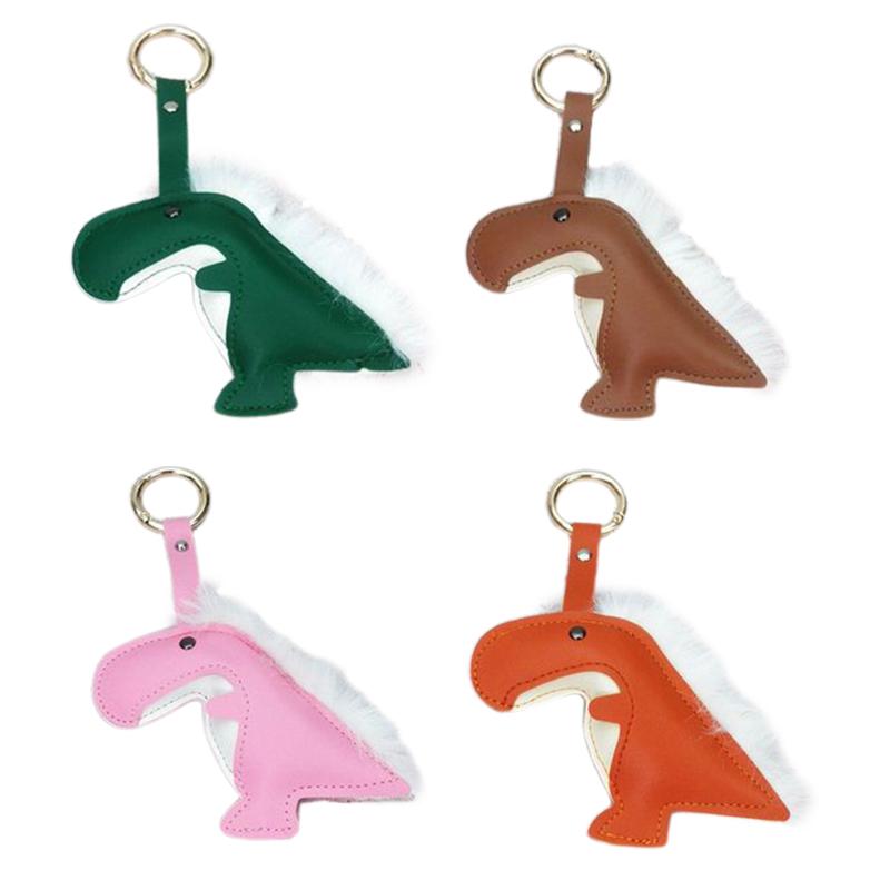 Frauen Mädchen Anhänger Kreative Schlüssel Ringe Halter Niedlichen Cartoon Dinosaurier Tasche Dekorationen PU Leder Dekorative Geschenk Zubehör