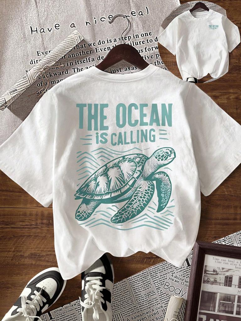 Unisexs Loose Fit Round Neck Short Sleeve Letter Graphic Tshirt