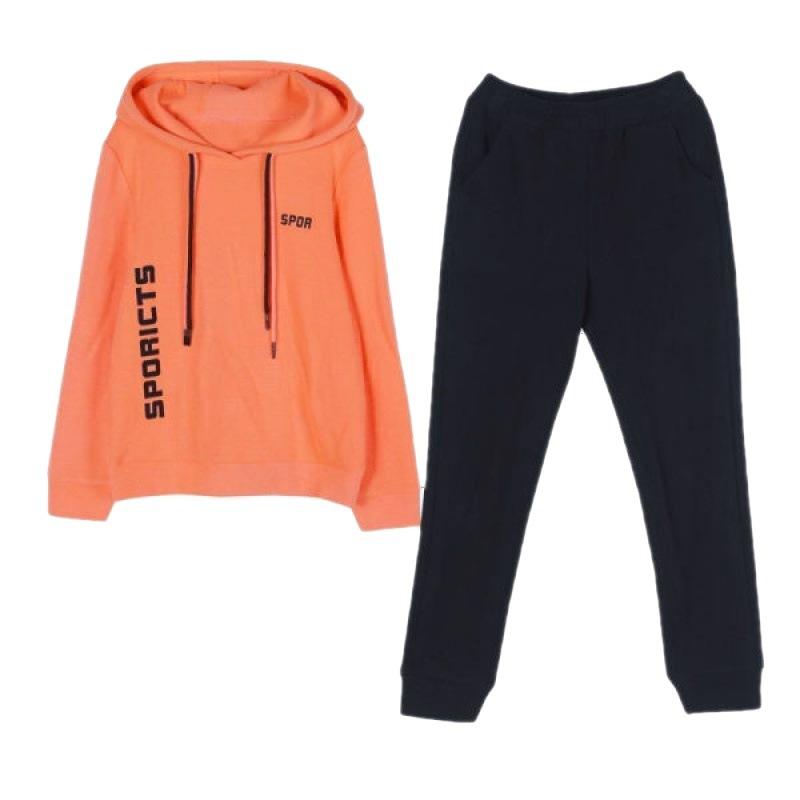 Casual Hooded Sweatshirt Sports Suit for Women Spring and Autumn Large Size Korean Style Fashion Loose Two-piece Set