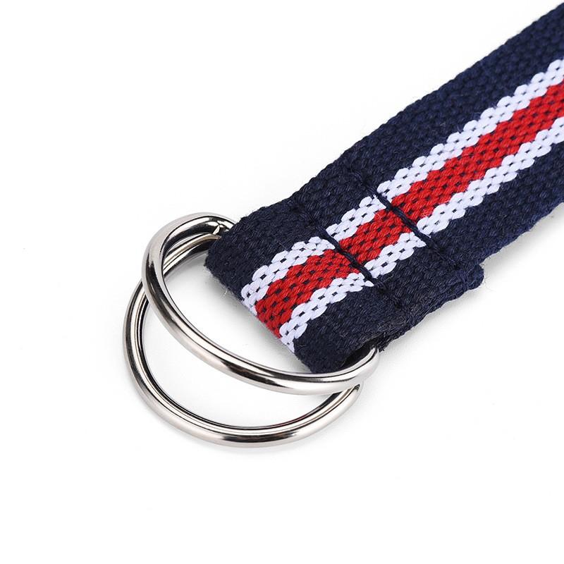 Unisex Canvas Belt, Classic D Buckle, Double-loop Buckle, Woven Design, Versatile Universal Pants Belt, Outdoor Nylon Belt