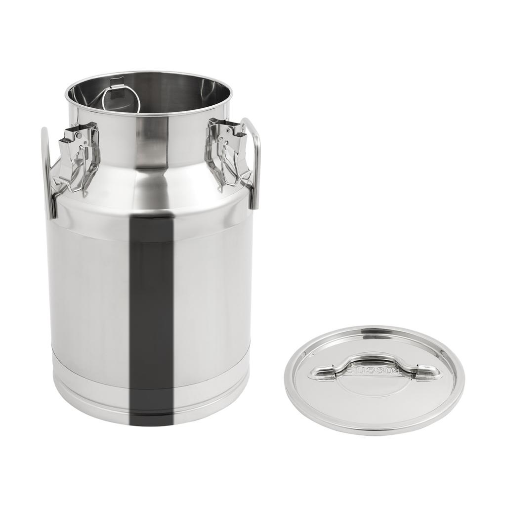 28L 304 Stainless Steel Sealed Storage Container, Milk Jug Brewing Can W/ Locking Lid & Handles, Airtight Dry Food Grain Bin