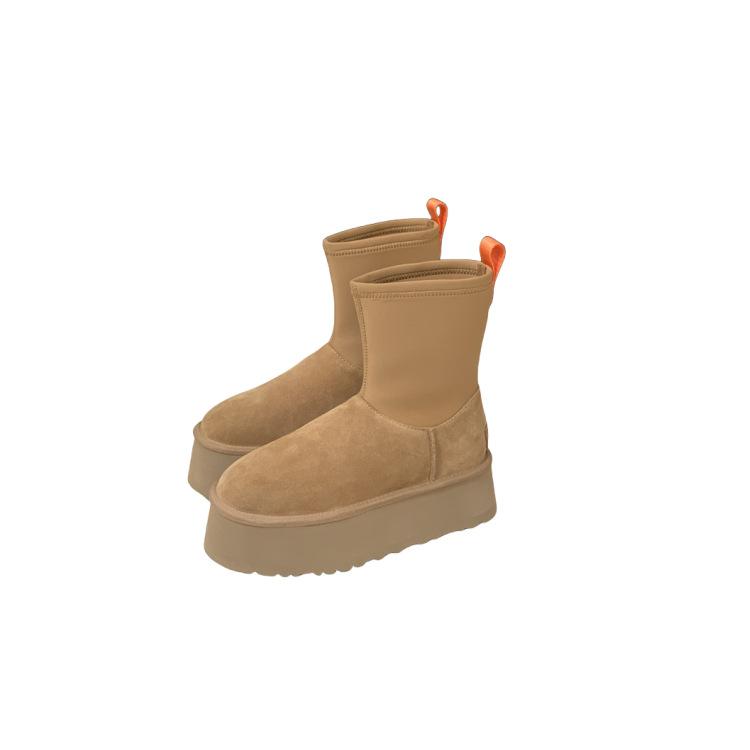 Sangpo Winter New Sheepskin Integrated Deep Boots Medium Tube Elastic Boots Thickened Warm Thick-soled Snow Boots Women