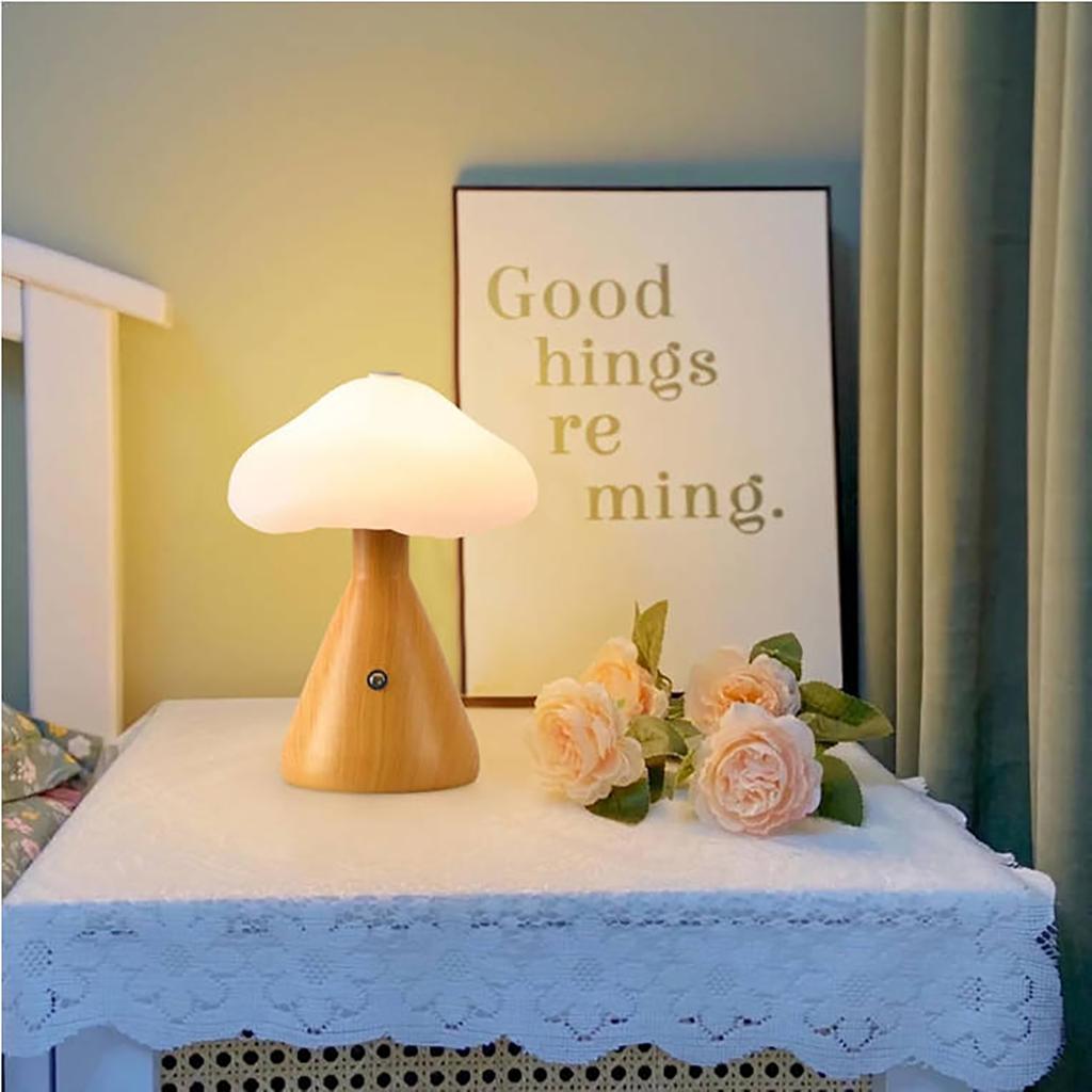 Wood Grain Lamp, Bedside Lamp, 3-color Adjustable LED Nightlight.