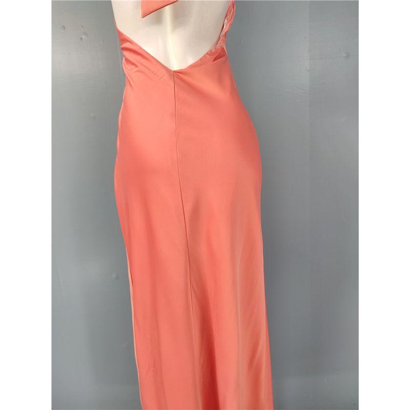 Export Single Lu Home Halterneck Slim Backless Sexy Elegant Smooth Fabric Banquet Party Lady Temperamental Elegant Dress
