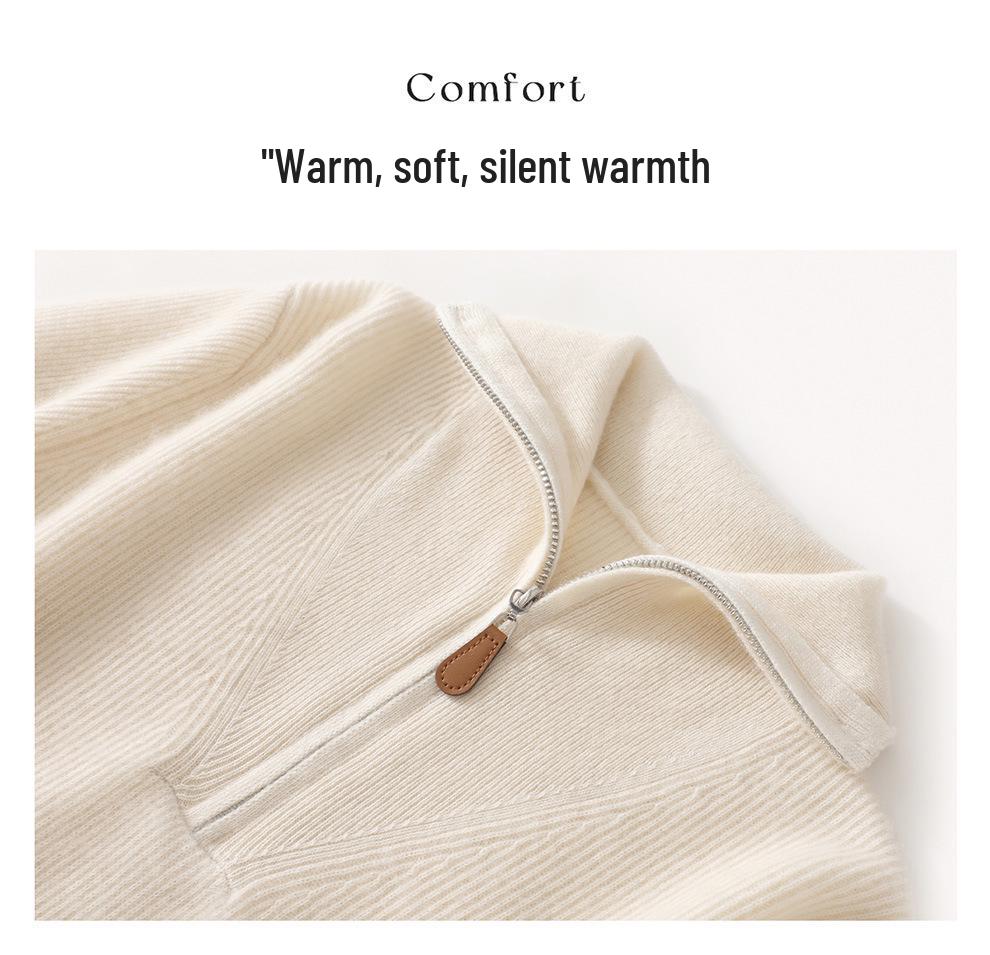 Lekasha Women's Thickened Cashmere Lapel Sweater - Autumn/Winter Zipper Cardigan Base Layer