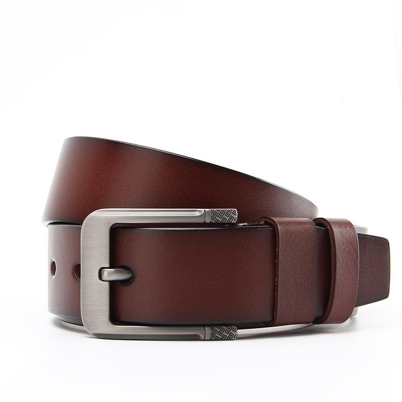 Men's Antique Real Yellow Cowhide Whole Sheet Two-layer Leather Belt Fashionable Pin Buckle Men's Korean Style Versatile Trousers Belt