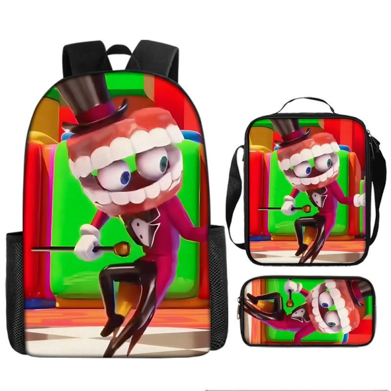 Kids School Backpack Set With Pencil Case Crossbody Bag - Cute Cartoon Print Oxford Fabric Lightweight Breathable Grades