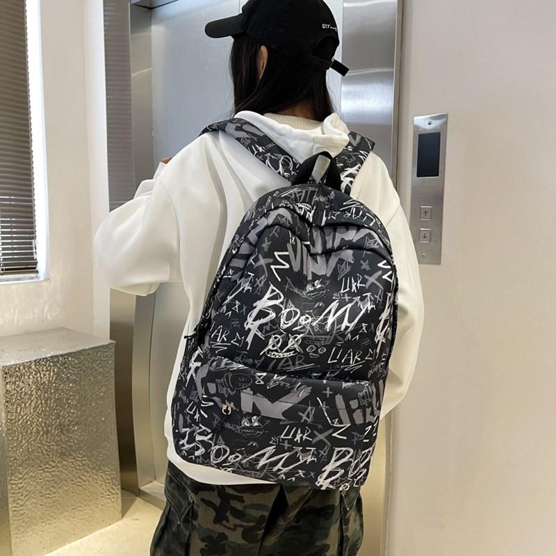 Backpack Men's Graffiti Backpack Senior High School Student Schoolbag